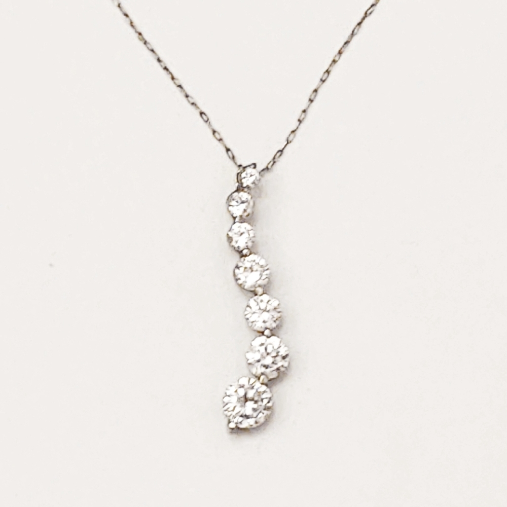 Vintage Sterling Silver & Diamond Modern Pendant Necklace